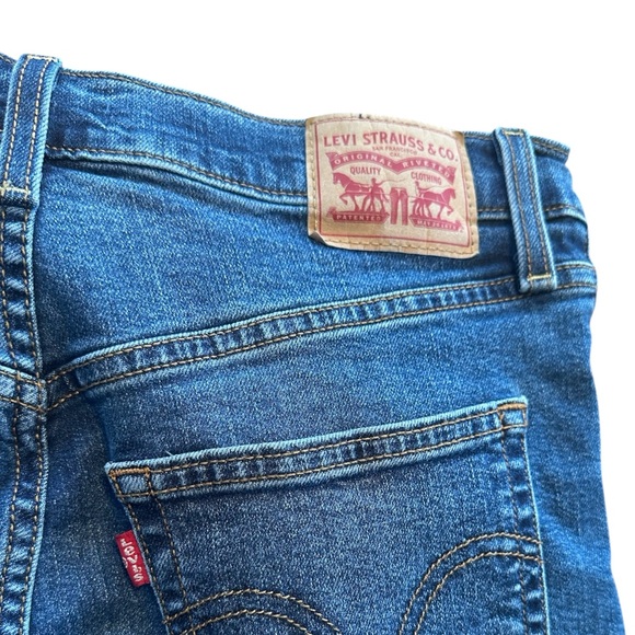 Levi’s Ribcage Straight Ankle Jeans 31x 26 High Rise Button Fly Stretchy Blue - Picture 7 of 11